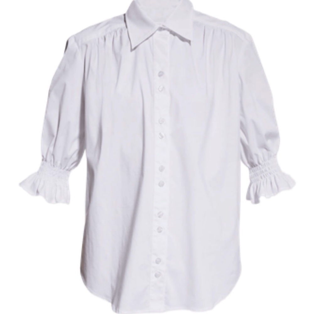 Finley White Puff Sleeve Button-Down Blouse